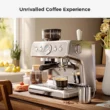 R.W.FLAME Espresso Machines with grinder, 20 Bar Professional Espresso Maker with Milk Frother Steam Wand & Removable Water Tan, Stainless Steel