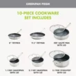 GreenPan Prism 10pc Hybrid Stainless Steel and Ceramic Nonstick Cookware Set