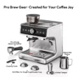 EUHOMY Espresso Machine with Grinder, 15 Bar Coffee Maker with Milk Frother Steamer Wand, Removable Water Tank, Silver