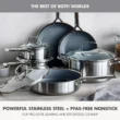 GreenPan Prism 10pc Hybrid Stainless Steel and Ceramic Nonstick Cookware Set