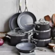 GreenPan Valencia Pro 11pc Ceramic Set with 3 Bonus Protectors Black