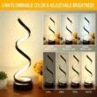 Modern Spiral LED Table Lamp – Dimmable Soft Light Desk Lamp with Adjustable Arm, Creative Minimalist Design