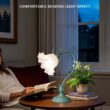 Vintage Flower Bedside Lamp, Adjustable E26 LED Table Lamp for Bedroom & Living Room Decor – Green