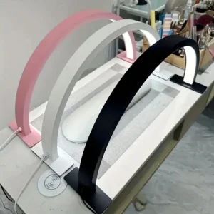 Moon Nail Desk Lamp with Adjustable 3-Color LED Light, USB Powered Beauty Work Lamp for Nail Art & Eyelash Extension