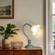Vintage Flower Bedside Lamp, Adjustable E26 LED Table Lamp for Bedroom & Living Room Decor – Green