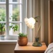 Vintage Flower Bedside Lamp, Adjustable E26 LED Table Lamp for Bedroom & Living Room Decor – Green