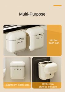 Wall-Mounted Kitchen Trash Can with Lid 9L/12L – Cream Color, No-Bend Design for Food Waste & Bathroom Use