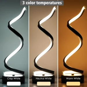 Modern Spiral LED Table Lamp – Dimmable Soft Light Desk Lamp with Adjustable Arm, Creative Minimalist Design