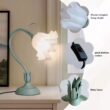 Vintage Flower Bedside Lamp, Adjustable E26 LED Table Lamp for Bedroom & Living Room Decor – Green