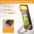 USB Rechargeable Clip-On Reading Light with Timer, Portable LED Book Lamp