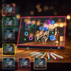 LED Acrylic Message Board Night Light with 7-Color Modes – Dry Erase Note & Drawing Board for Home or Office