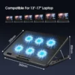 Laptop Cooling Pad for 15.6–17.3 Inch Laptops with 6 Quiet Fans