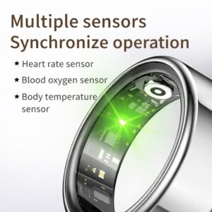 Smart Ring with Heart Rate, Blood Oxygen and Sleep Monitoring – IP68 & 5ATM Waterproof Fitness Tracker with Multi-Sport Modes