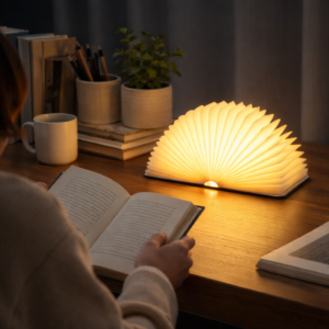 LED Wooden Book Lamp, USB Foldable Reading Light