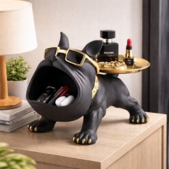 30cm Bulldog Figurine Storage Box, Resin Dog Home Decor