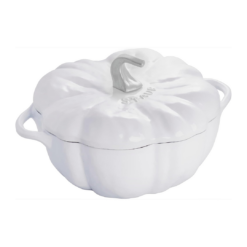 STAUB Cast Iron Dutch Oven 3.5-qt Pumpkin Cocotte with Stainless Steel Knob, Serves 3-4, White