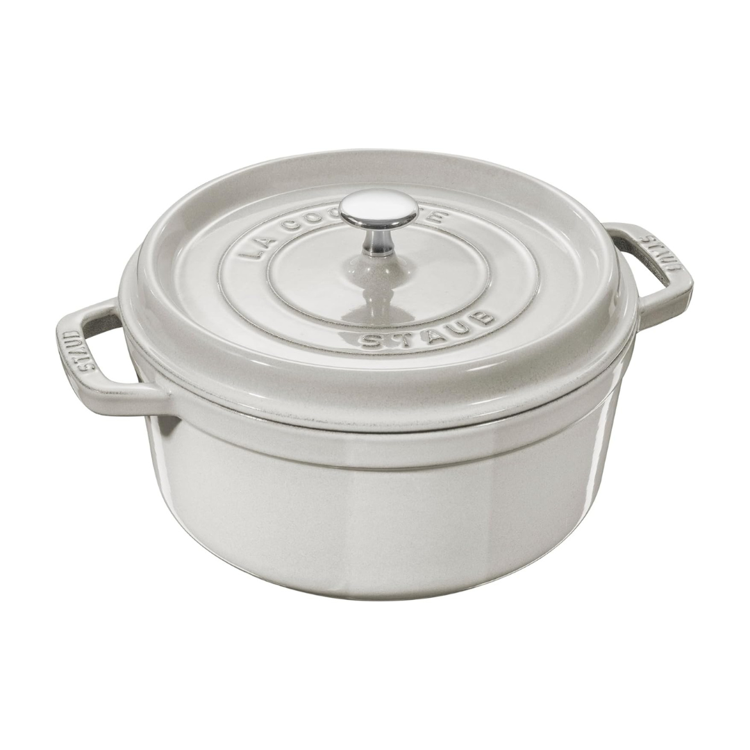 Staub Cast Iron 7-qt Round Cocotte - White Truffle Staub Cast Iron 7-qt Round Cocotte - White Truffle