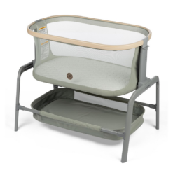 Maxi-Cosi Iora Baby Bassinets Bedside Sleeper, Portable Bassinet, Infant Bedside Sleeper Crib, Height Adjustable, Breathable Mesh, Large Storage Basket, Classic Green