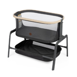 Maxi-Cosi Iora Baby Bassinets Bedside Sleeper, Portable Bassinet, Infant Bedside Sleeper Crib, Height Adjustable, Breathable Mesh, Large Storage Basket, Classic Graphite
