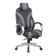 Boss Office Products Black/Grey Contemporary Ergonomic Adjustable Height Swivel Vinyl Executive Chair