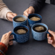 4-Pack Stackable Stoneware Mugs with Floral and Geometric Patterns