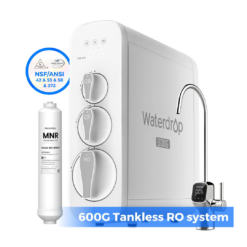 Waterdrop 8-stage G3P600 with MNR35 Composite/Activated carbon Reverse Osmosis Filtration Under Sink Water Filtration System with LED Purifier Stainless Steel Smart faucet Faucet