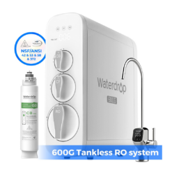 Waterdrop 8-stage G3P600 with CB Filter Composite/Activated carbon Reverse Osmosis Filtration Under Sink Water Filtration System with LED Purifier Stainless Steel Smart faucet Faucet