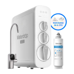 Waterdrop 8-stage G3P600 with CF Filter Composite/Activated carbon Reverse Osmosis Filtration Under Sink Water Filtration System with LED Purifier Stainless Steel Smart faucet Faucet