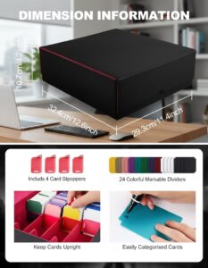 MTG Card Storage Box, Holds 2400+ Sleeved Cards with 4 Stoppers and 24 Dividers, Compatible with TCG Trading Cards