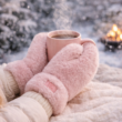 Women’s Winter Plush Gloves, Windproof Full Finger Warm Gloves
