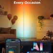 Govee RGBIC Floor Lamp, LED Corner Lamp Works with Alexa, Smart Modern Floor Lamp with Music Sync and 16 Million DIY Colors, Color Changing Standing Lamp for Bedroom Living Room Silver