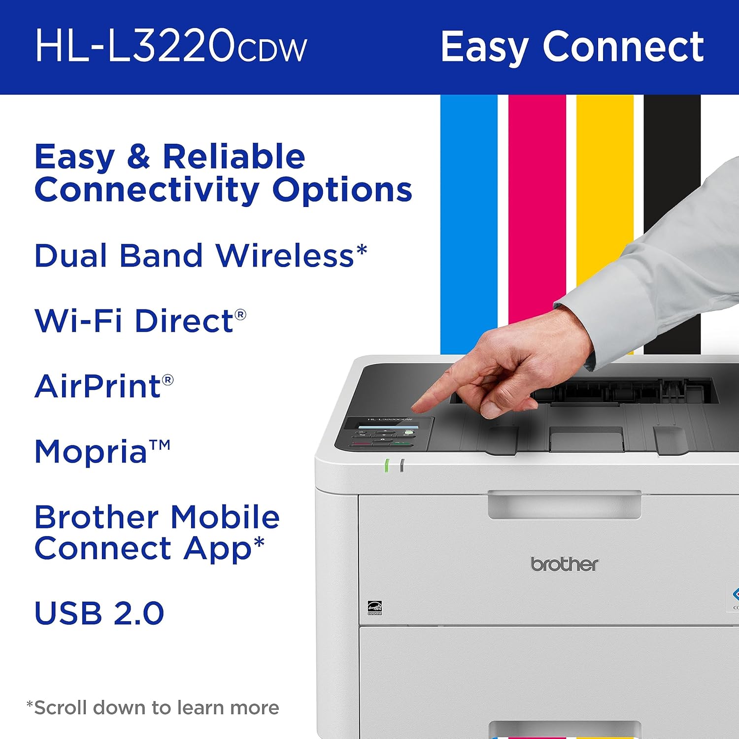 Brother Color Laser Printer with Wireless Printing Fast 19 PPM Output, Duplex Feature, Mobile Device Compatible (HL-L3220CDW) Brother Color Laser Printer with Wireless Printing Fast 19 PPM Output, Duplex Feature, Mobile Device Compatible, 250-Sheet Paper Tray for Professional Home Office Printing (HL-L3220CDW)