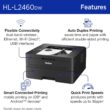Brother HL-L2460DW Wireless Compact Monochrome Laser Printer with Duplex, Mobile Printing, Black & White Output | Includes Refresh Subscription Trial(1), Works with Alexa