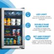 NewAir Small Cooler 2.4 Cu. Ft. Mini Fridge for Bedroom in Stainless Steel, 100 Can Capacity Beverage Refrigerator NewAir Small Cooler 2.4 Cu. Ft. Mini Fridge for Bedroom in Stainless Steel, 100 Can Capacity Beverage Refrigerator with 5 Custom Temperature Settings for Beer, Wine, Soda, and Cooler Drinks