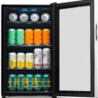 NewAir Small Cooler 2.4 Cu. Ft. Mini Fridge for Bedroom in Stainless Steel, 100 Can Capacity Beverage Refrigerator NewAir Small Cooler 2.4 Cu. Ft. Mini Fridge for Bedroom in Stainless Steel, 100 Can Capacity Beverage Refrigerator with 5 Custom Temperature Settings for Beer, Wine, Soda, and Cooler Drinks