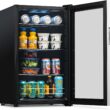 NewAir Small Cooler 2.4 Cu. Ft. Mini Fridge for Bedroom in Stainless Steel, 100 Can Capacity Beverage Refrigerator NewAir Small Cooler 2.4 Cu. Ft. Mini Fridge for Bedroom in Stainless Steel, 100 Can Capacity Beverage Refrigerator with 5 Custom Temperature Settings for Beer, Wine, Soda, and Cooler Drinks