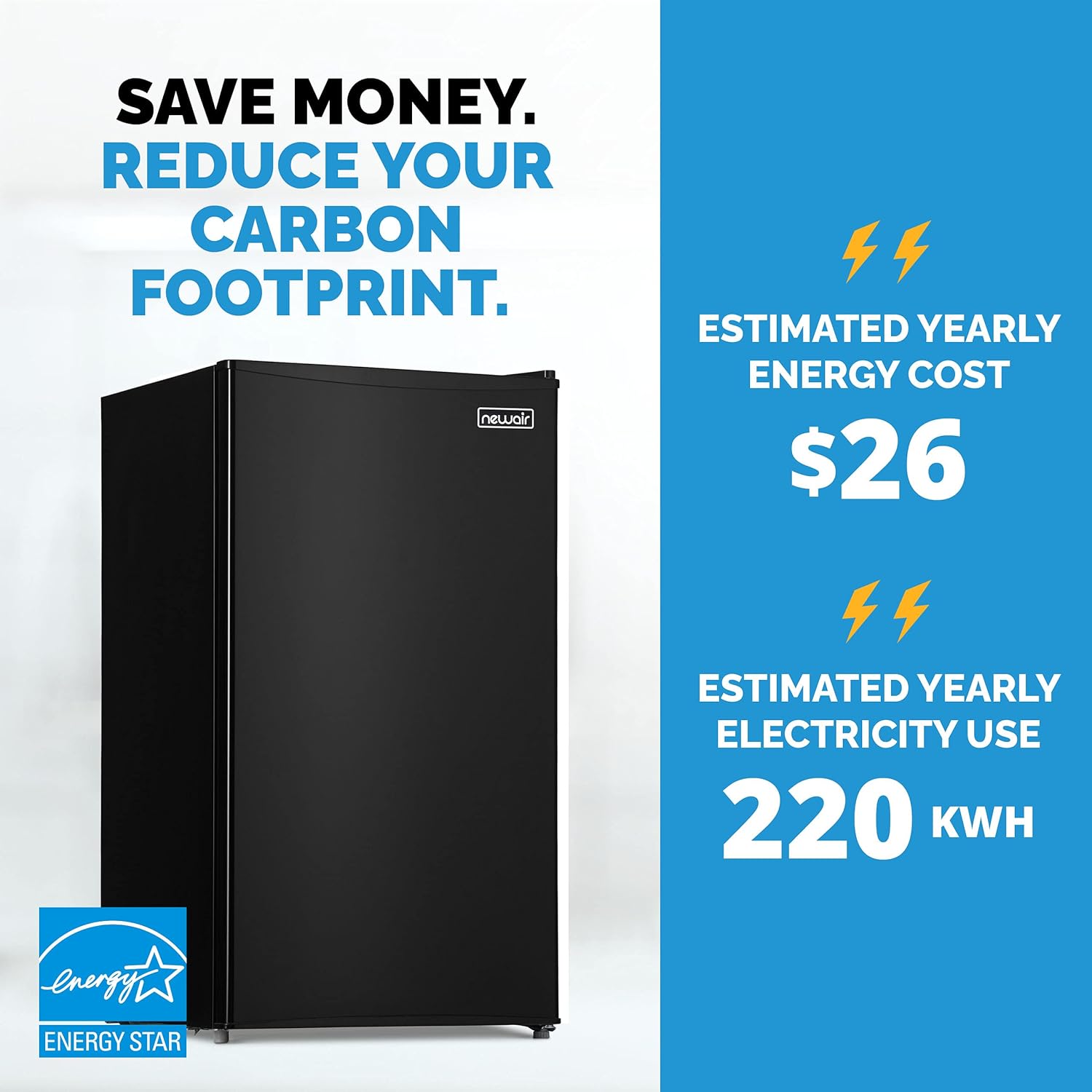 NewAir 3.3 Cu. Ft. Compact Mini Fridge with Chiller Compartment, Energy Star Certified, Single Door Refrigerator, Can Dispenser NewAir 3.3 Cu. Ft. Compact Mini Fridge with Chiller Compartment, Energy Star Certified, Single Door Refrigerator, Can Dispenser, Perfect for Dorm Rooms, Bedrooms, Home Offices, and RV Vans