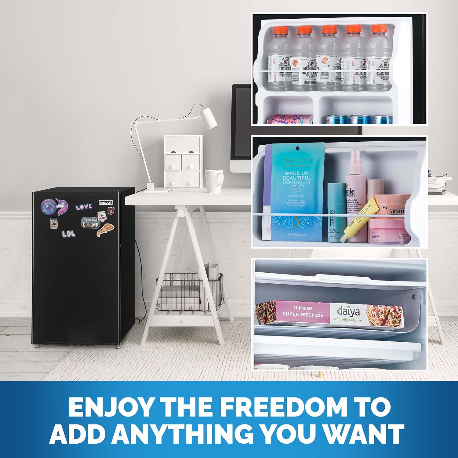 NewAir 3.3 Cu. Ft. Compact Mini Fridge with Chiller Compartment, Energy Star Certified, Single Door Refrigerator, Can Dispenser NewAir 3.3 Cu. Ft. Compact Mini Fridge with Chiller Compartment, Energy Star Certified, Single Door Refrigerator, Can Dispenser, Perfect for Dorm Rooms, Bedrooms, Home Offices, and RV Vans