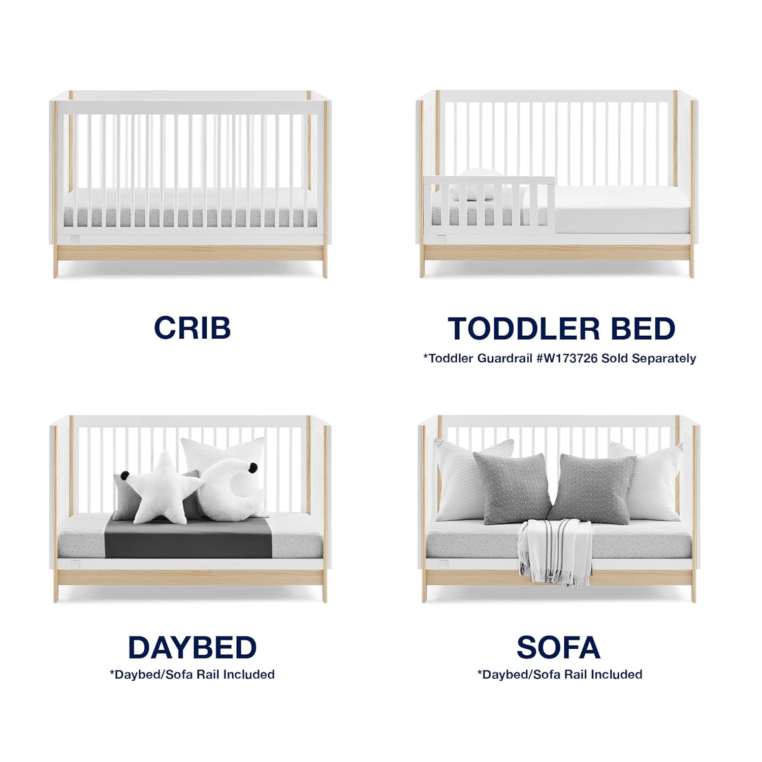 GAP babyGap Tate 4-in-1 Convertible Crib - Greenguard Gold Certified, Bianca White/Natural GAP babyGap Tate 4-in-1 Convertible Crib - Greenguard Gold Certified, Bianca White/Natural