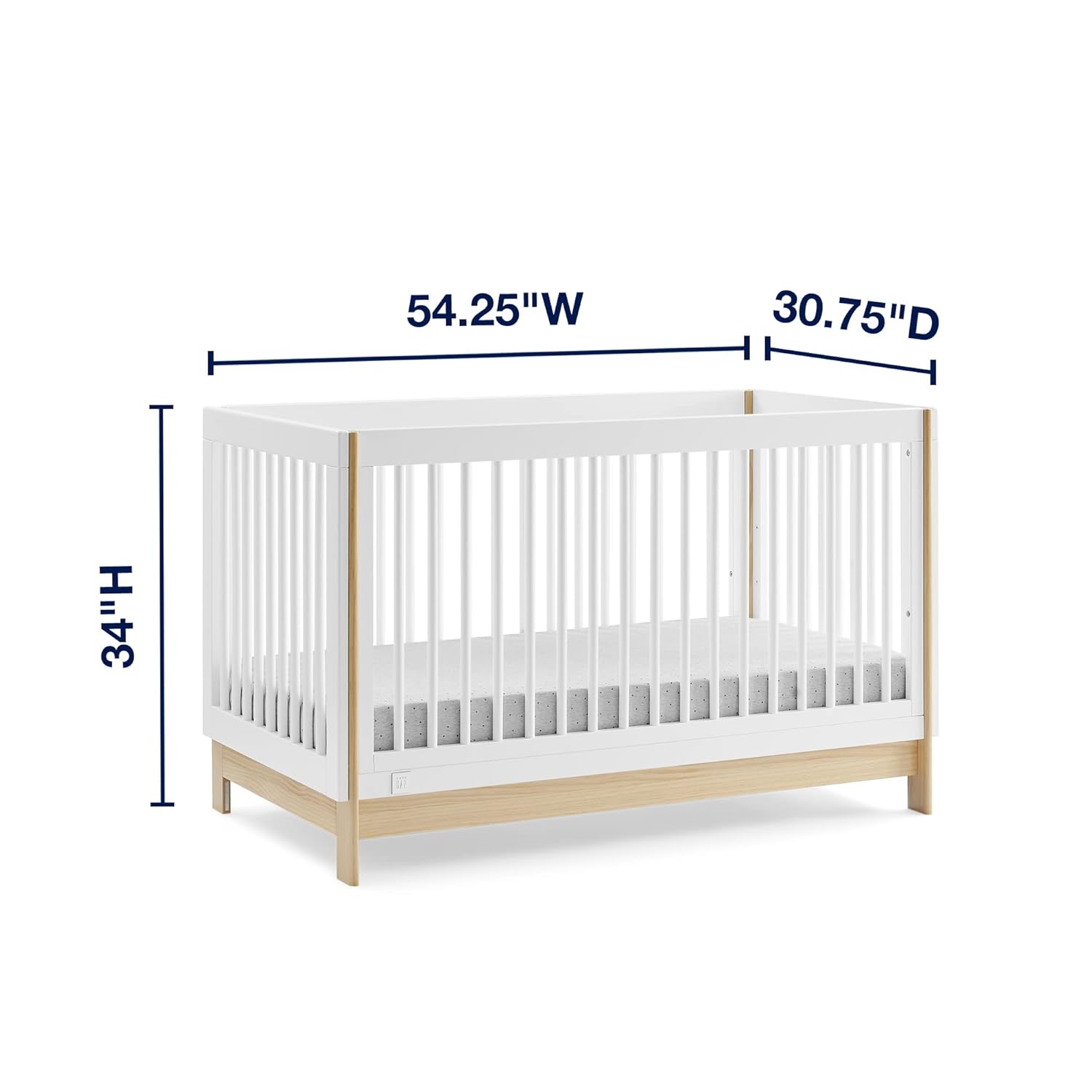 GAP babyGap Tate 4-in-1 Convertible Crib - Greenguard Gold Certified, Bianca White/Natural GAP babyGap Tate 4-in-1 Convertible Crib - Greenguard Gold Certified, Bianca White/Natural