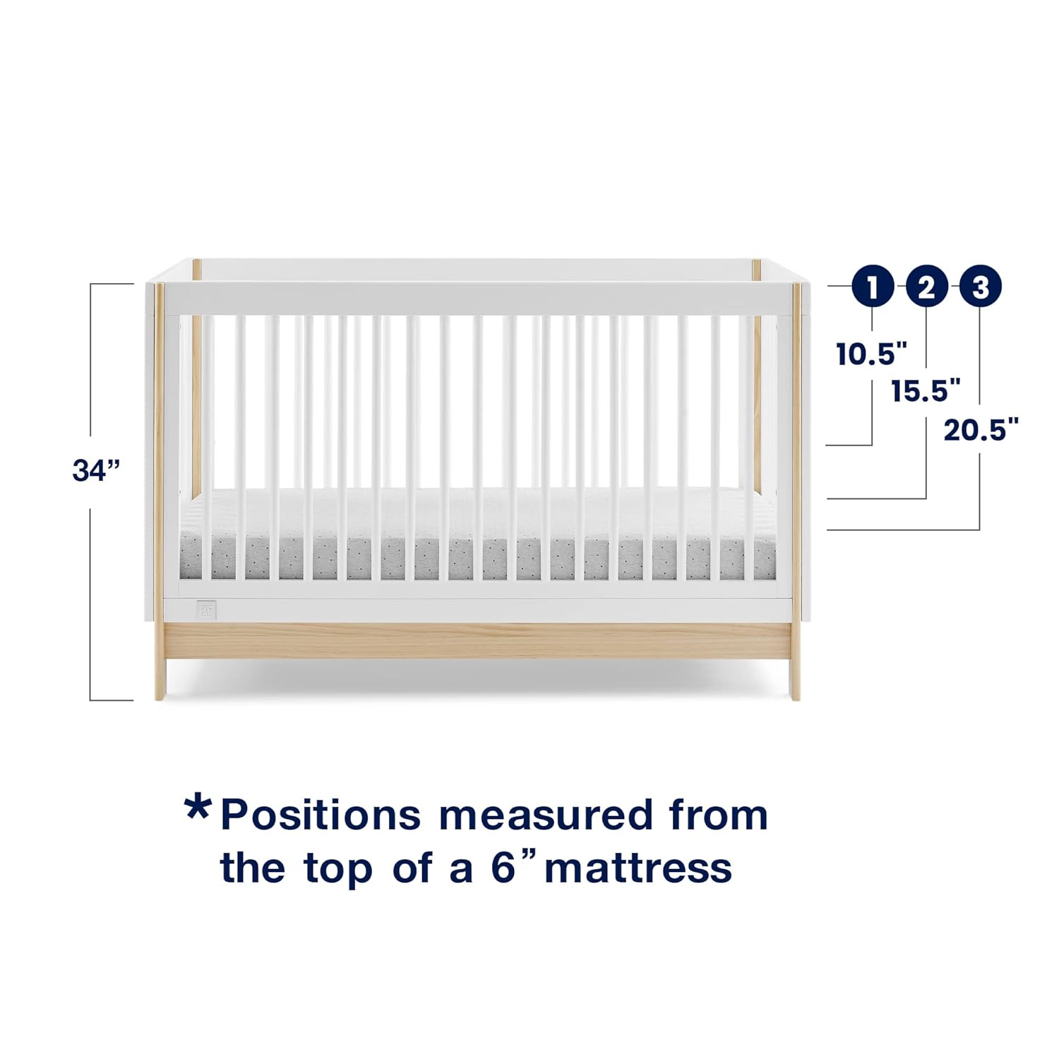 GAP babyGap Tate 4-in-1 Convertible Crib - Greenguard Gold Certified, Bianca White/Natural GAP babyGap Tate 4-in-1 Convertible Crib - Greenguard Gold Certified, Bianca White/Natural