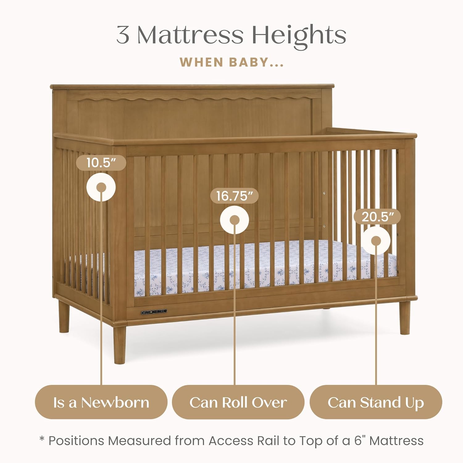 Delta Children Penelope 6-in-1 Convertible Crib - Greenguard Gold Certified, Acorn Delta Children Penelope 6-in-1 Convertible Crib - Greenguard Gold Certified, Acorn