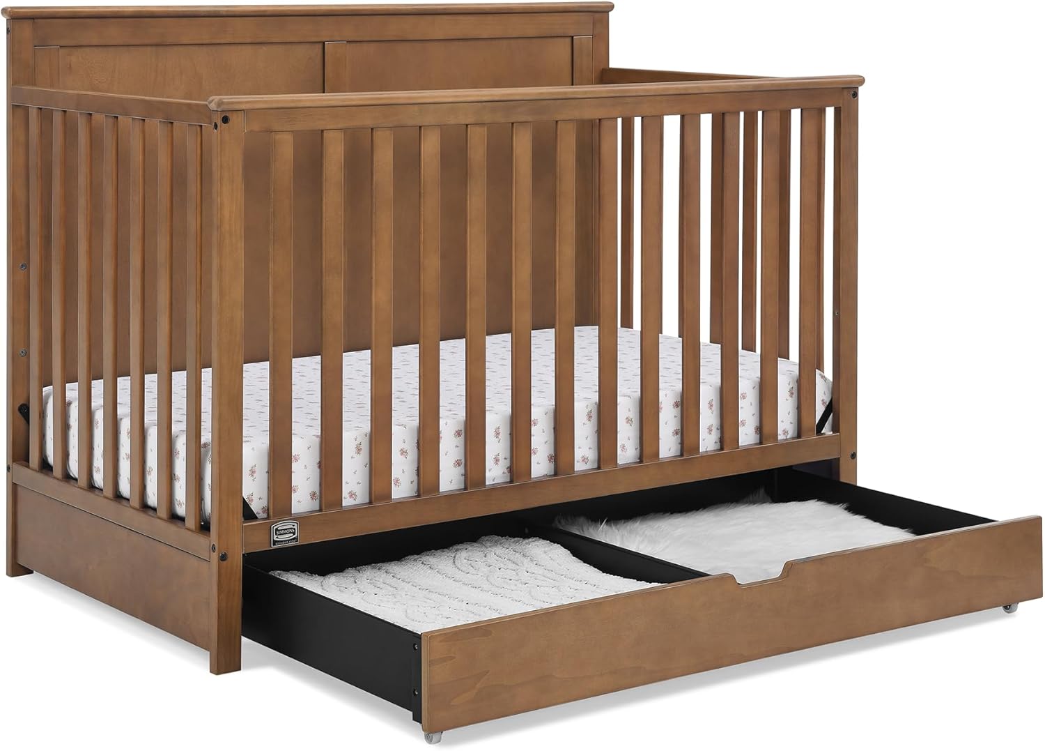 Simmons Kids Logan 6-in-1 Convertible Crib with Underdrawer - Greenguard Gold Certified, Chestnut Simmons Kids Logan 6-in-1 Convertible Crib with Underdrawer - Greenguard Gold Certified, Chestnut