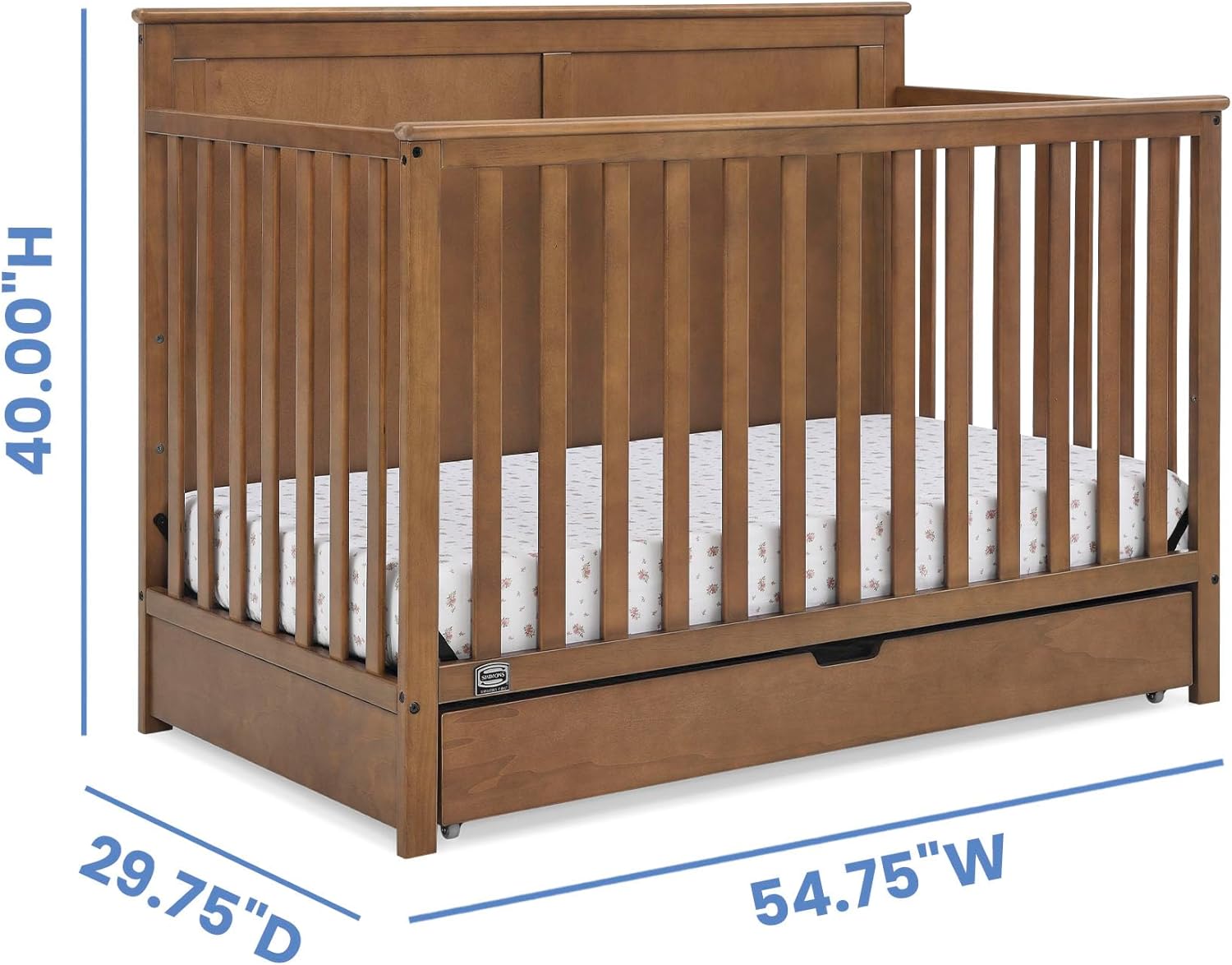 Simmons Kids Logan 6-in-1 Convertible Crib with Underdrawer - Greenguard Gold Certified, Chestnut Simmons Kids Logan 6-in-1 Convertible Crib with Underdrawer - Greenguard Gold Certified, Chestnut