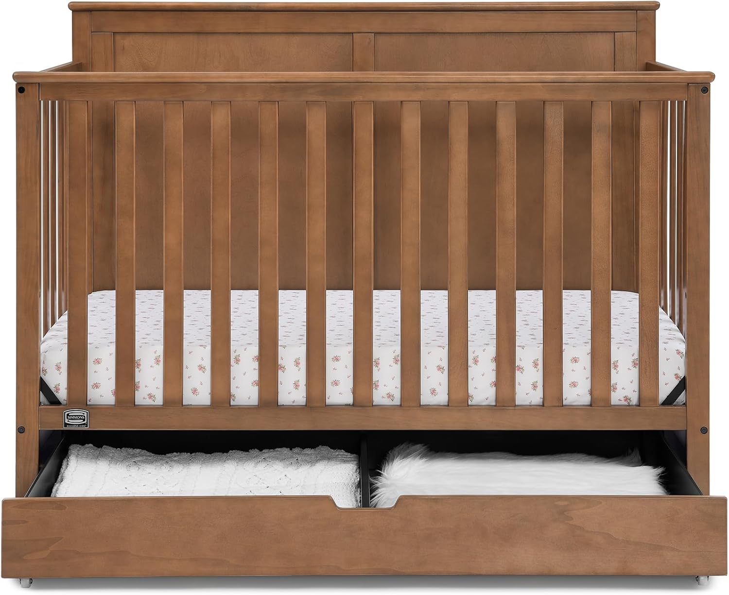 Simmons Kids Logan 6-in-1 Convertible Crib with Underdrawer - Greenguard Gold Certified, Chestnut Simmons Kids Logan 6-in-1 Convertible Crib with Underdrawer - Greenguard Gold Certified, Chestnut