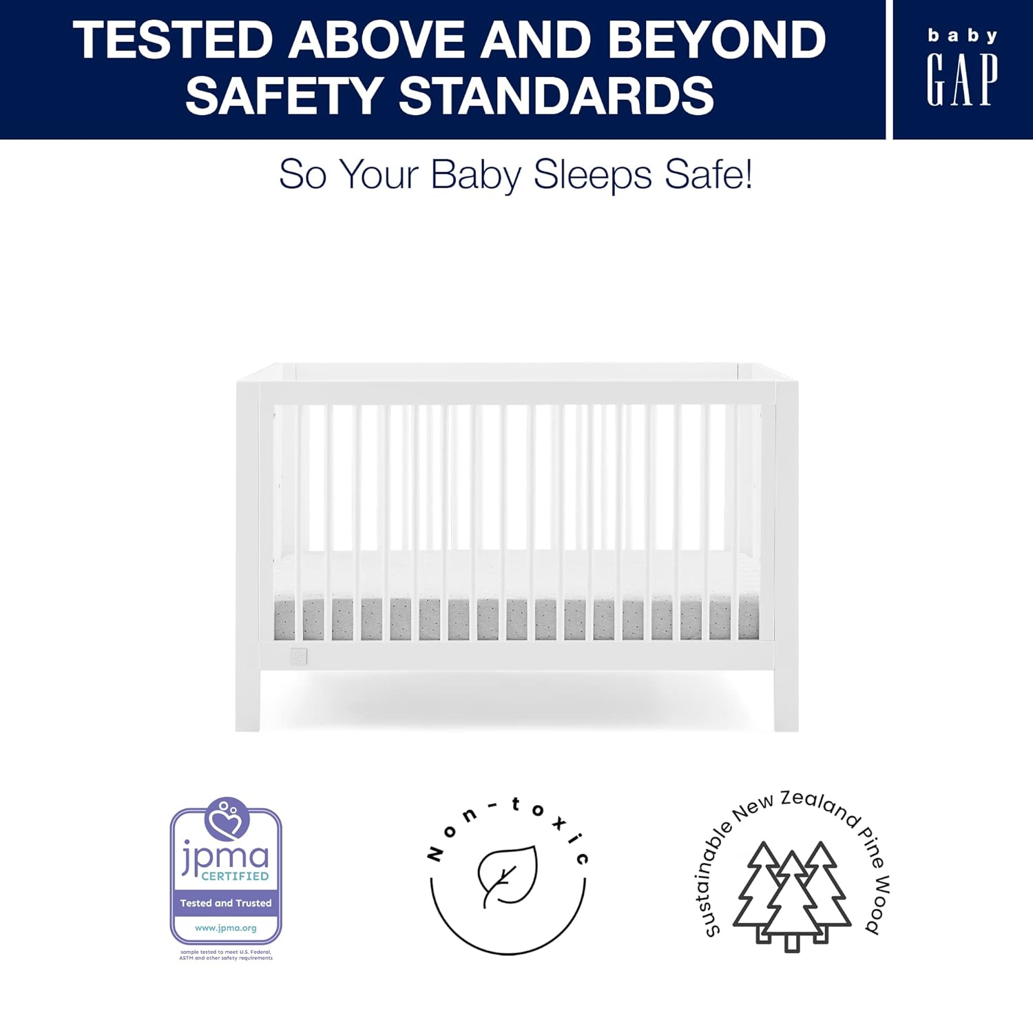 GAP babyGap Charlie 6-in-1 Convertible Crib - Greenguard Gold Certified, Bianca White GAP babyGap Charlie 6-in-1 Convertible Crib - Greenguard Gold Certified, Bianca White