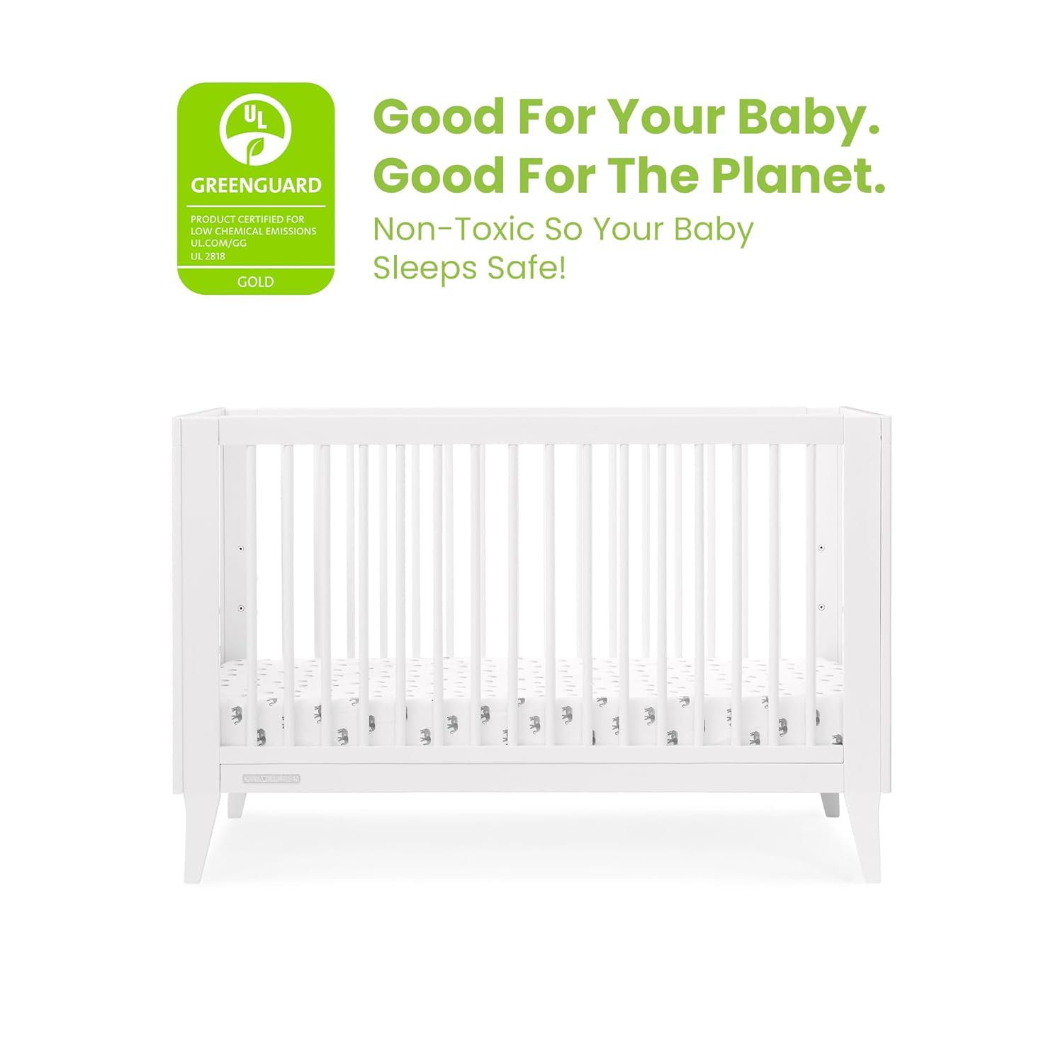 Delta Children Ollie 4-in-1 Convertible Crib - Greenguard Gold Certified, Bianca White Delta Children Ollie 4-in-1 Convertible Crib - Greenguard Gold Certified, Bianca White