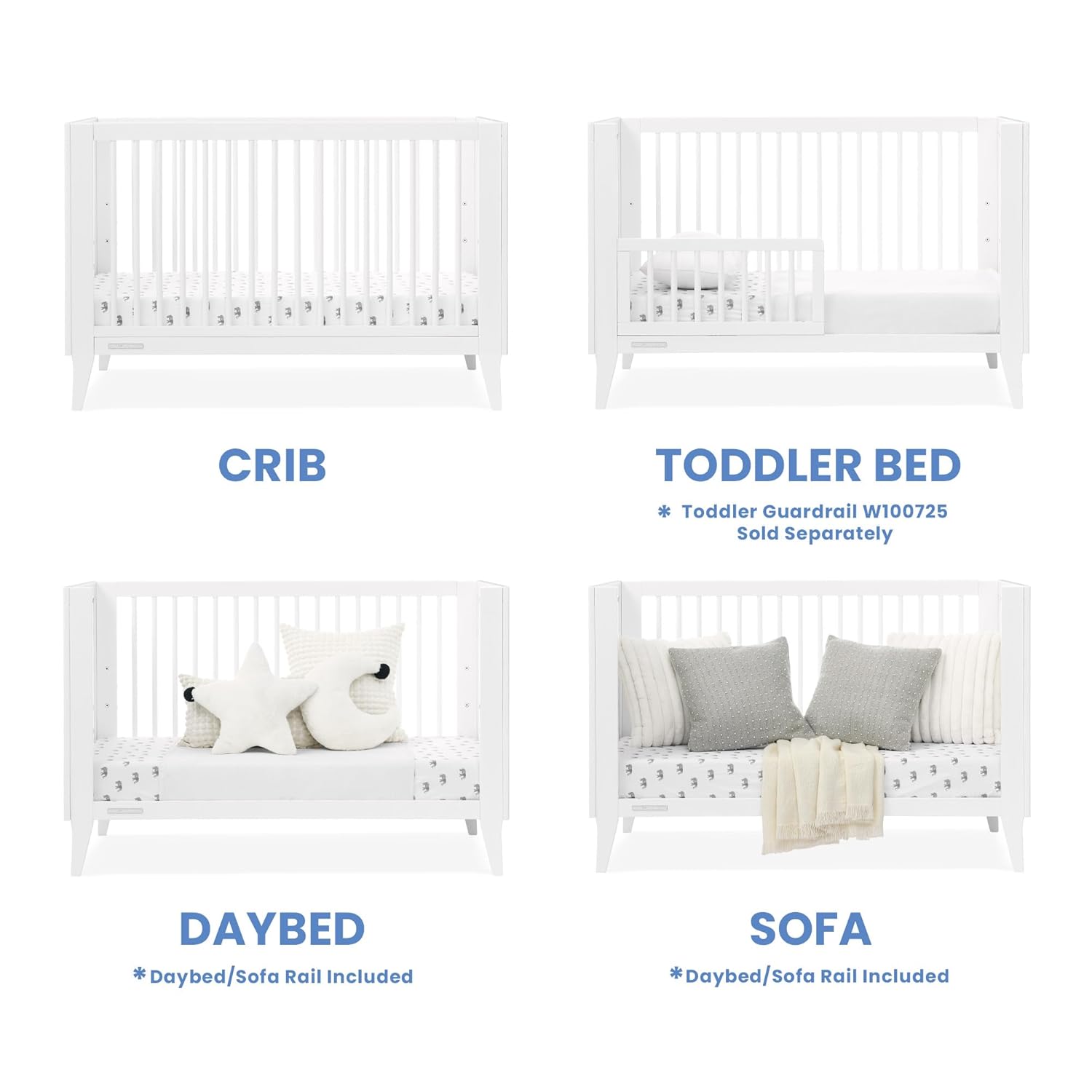 Delta Children Ollie 4-in-1 Convertible Crib - Greenguard Gold Certified, Bianca White Delta Children Ollie 4-in-1 Convertible Crib - Greenguard Gold Certified, Bianca White