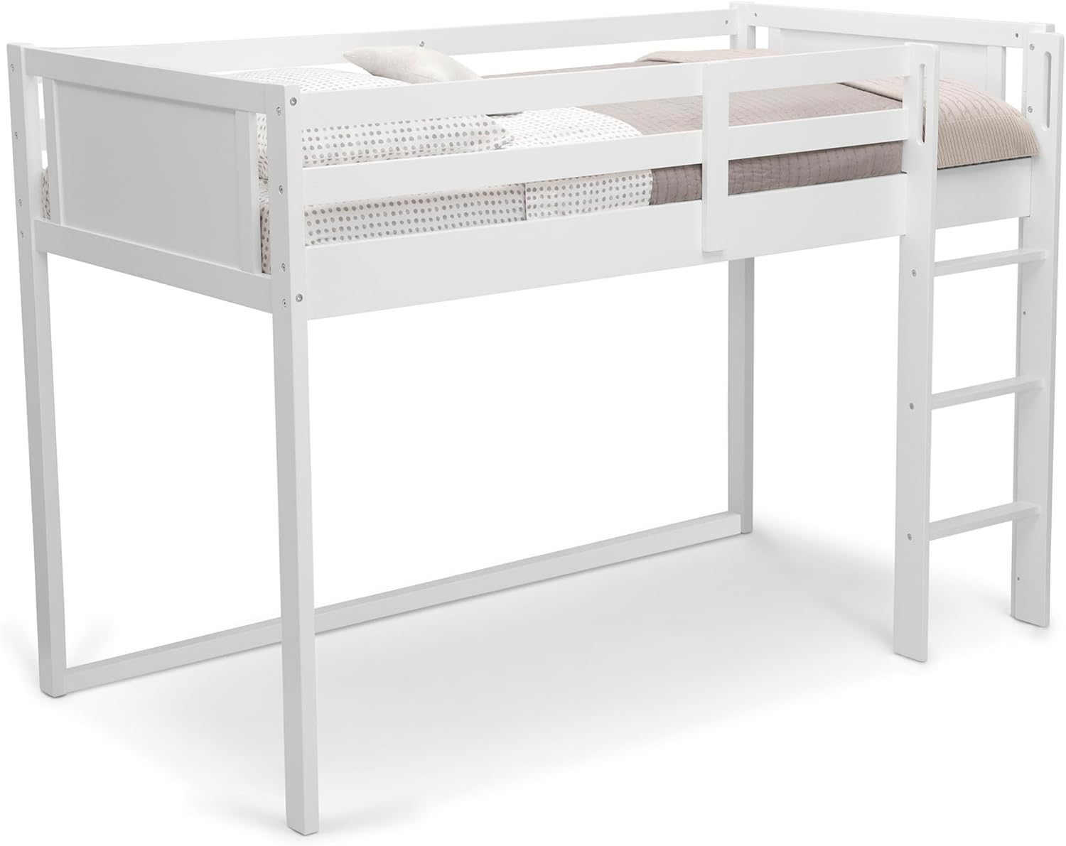 Delta Children Twin Loft Bed with Guardrail and Ladder (Coordinates with Loft Bed Tents Sold Separately), White Delta Children Twin Loft Bed with Guardrail and Ladder (Coordinates with Loft Bed Tents Sold Separately), White