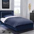 Delta Children Upholstered Twin Bed, Blue